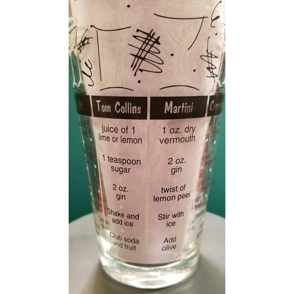 Classic Drink Recipe Cocktail Mixing Glass Vintage Retro Barware 18oz - Picture 7 of 9